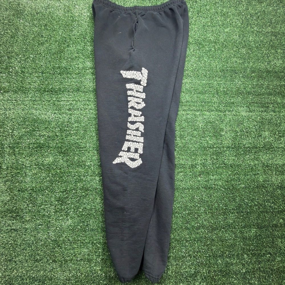 Vintage Thrasher Magazine Sweatpants Black Graphic Skate Jerzees Mens Small